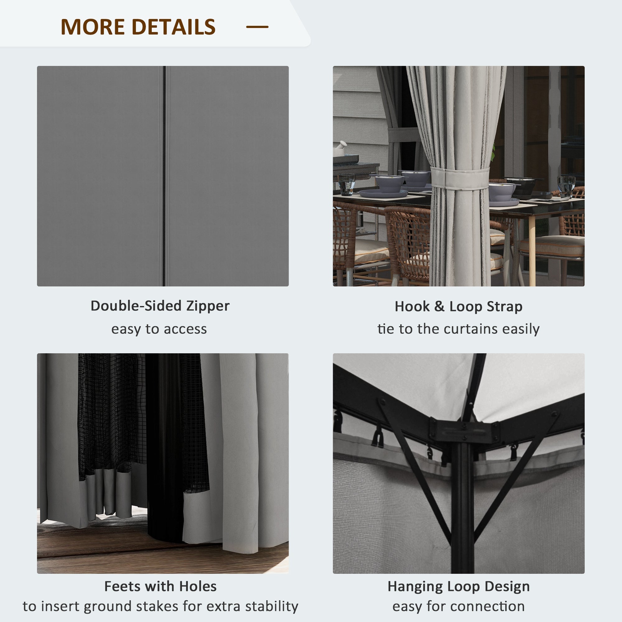 Outsunny 10' x 10' Outdoor Patio Gazebo Double Soft-top Garden Shelter with Curtains Mesh Screen Drapes Light Grey