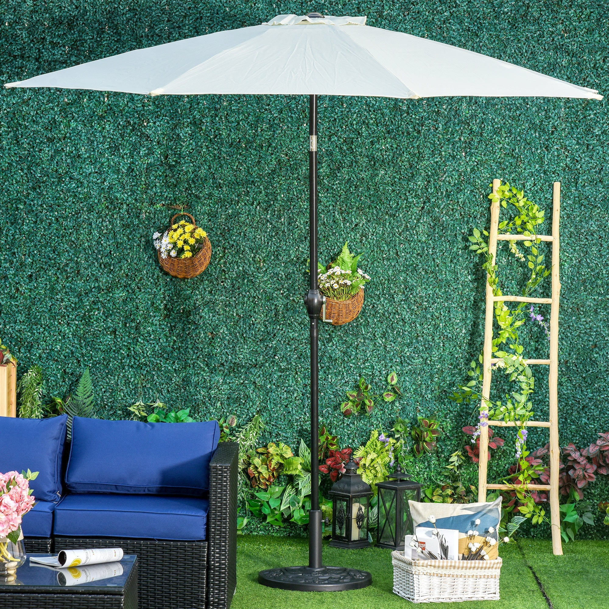 Outsunny Umbrella Base: 20lb Heavy Duty Half Round Concrete Stand for Market Umbrellas Black