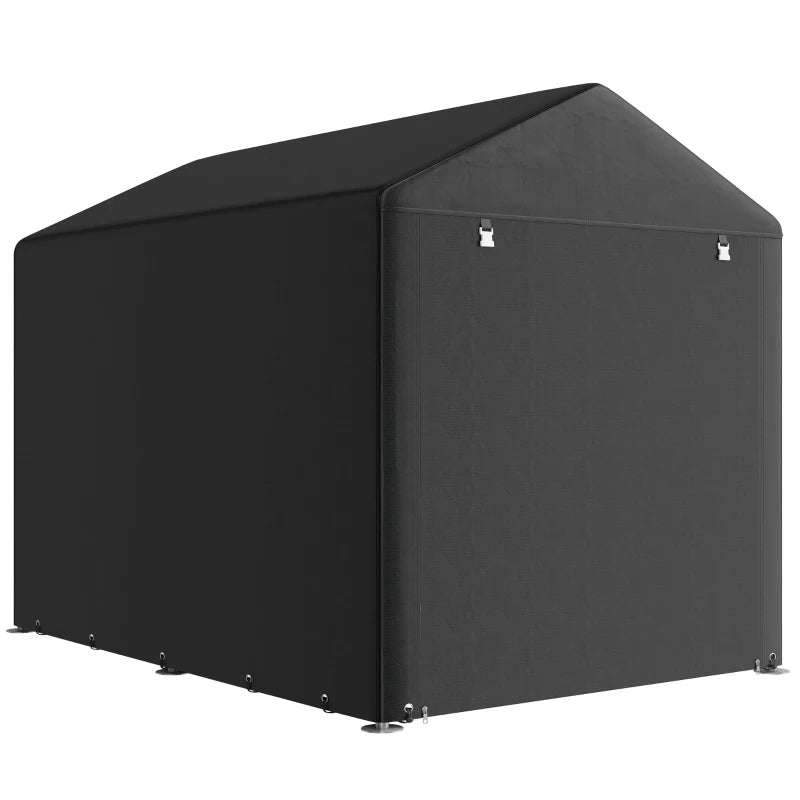 Portable Bicycle Shed with Galvanised Steel Frame and Large Door, Waterproof Outdoor Shed for Garden Tools, Black