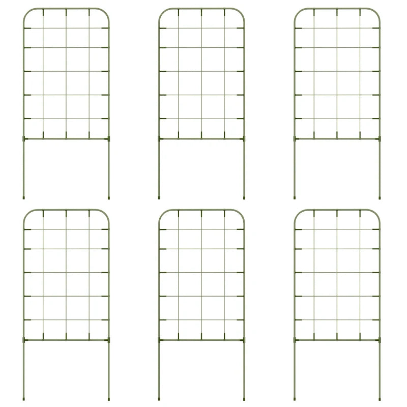 6-Piece Plant Support Set, Trellis for Climbing Plants, Garden Stakes, Steel, Green, 40 x 90 cm