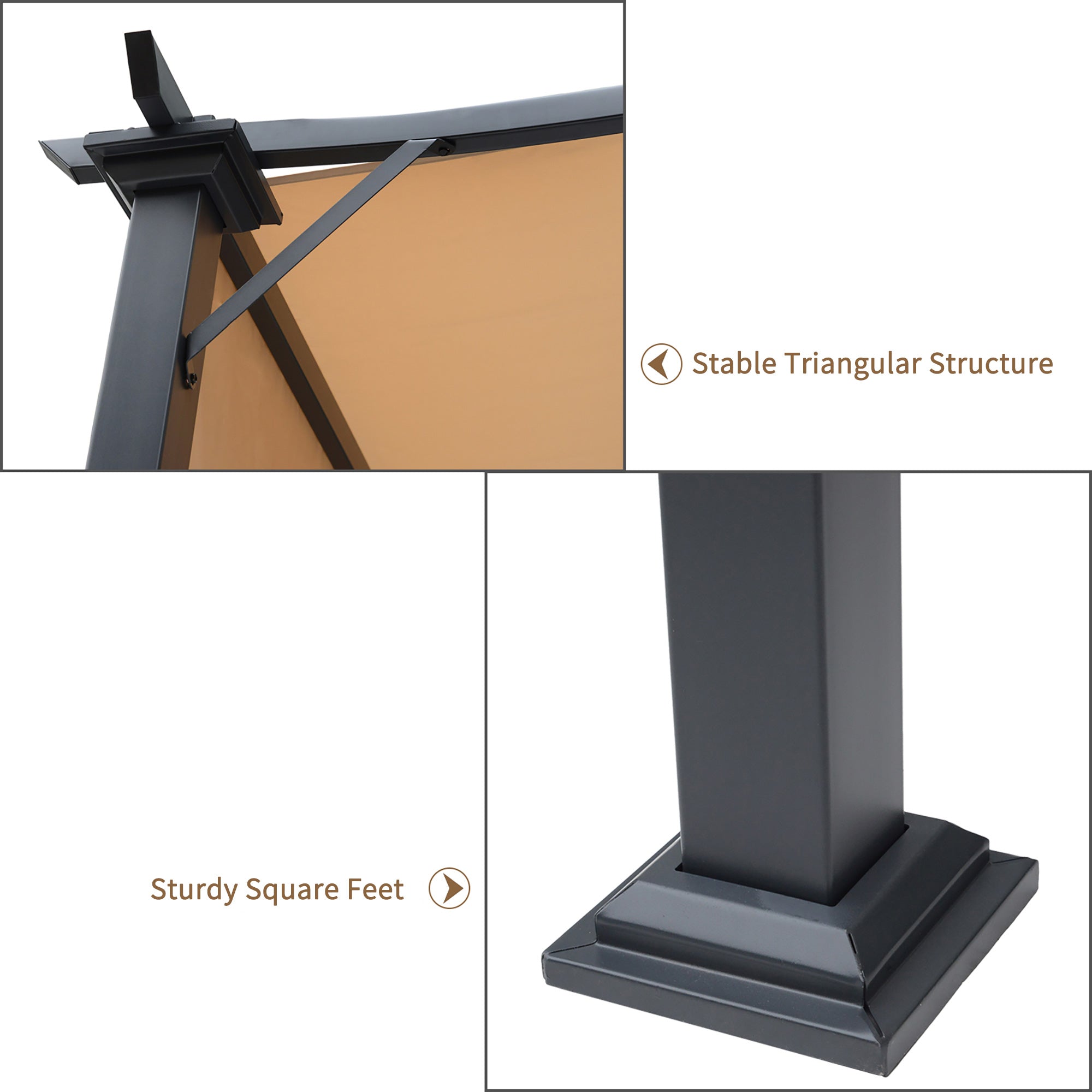 Outsunny Gazebo 8x10ft Outdoor Retractable Pergola Canopy Tent Adjustable Side Sun Shade Khaki