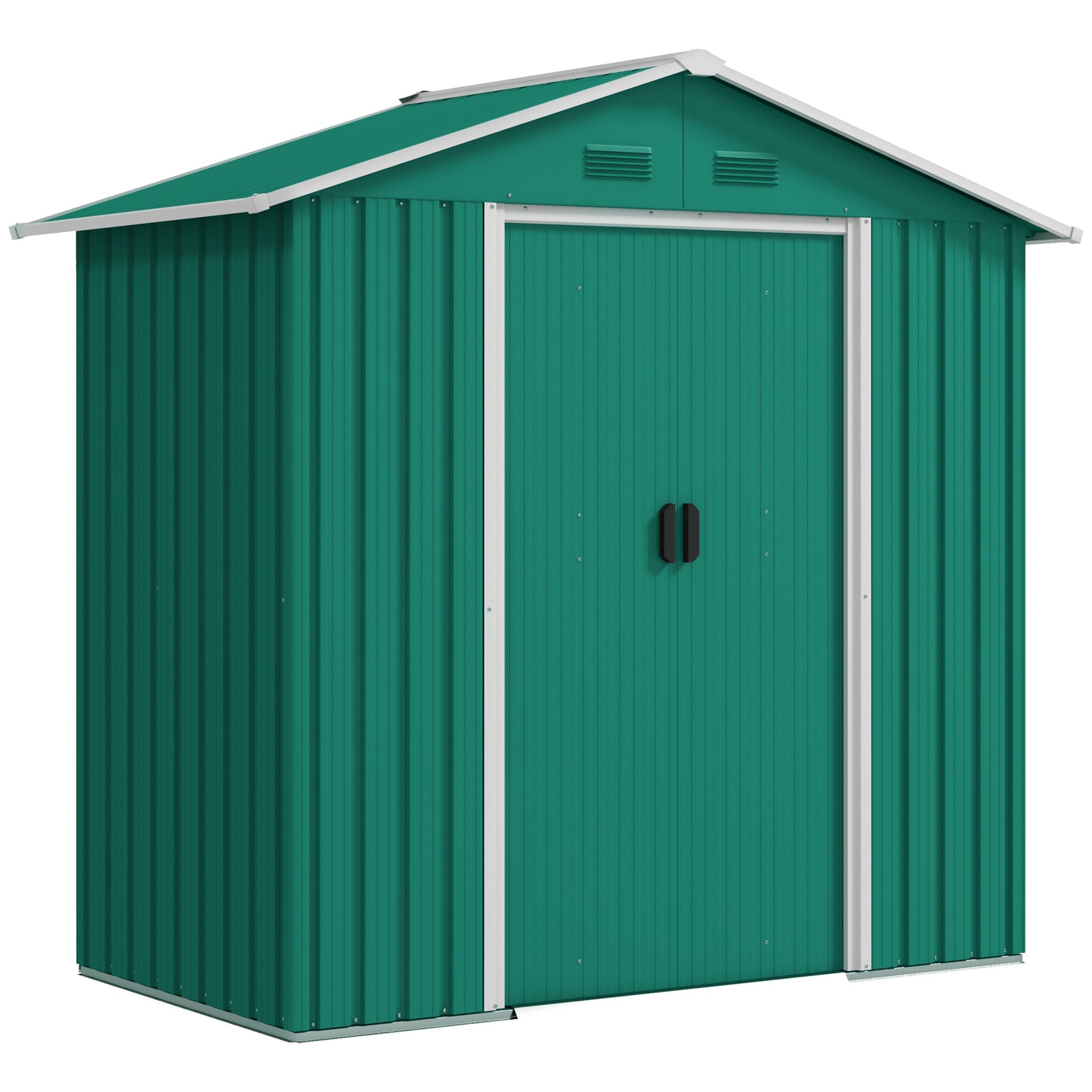 Outsunny 6.5x3.5ft Metal Garden Storage Shed for Outdoor Tool Storage with Double Sliding Doors and Vents, Green