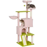 Flower Cat Tree with Sisal Scratching Posts, Multi-Level Cat Tower, Pink