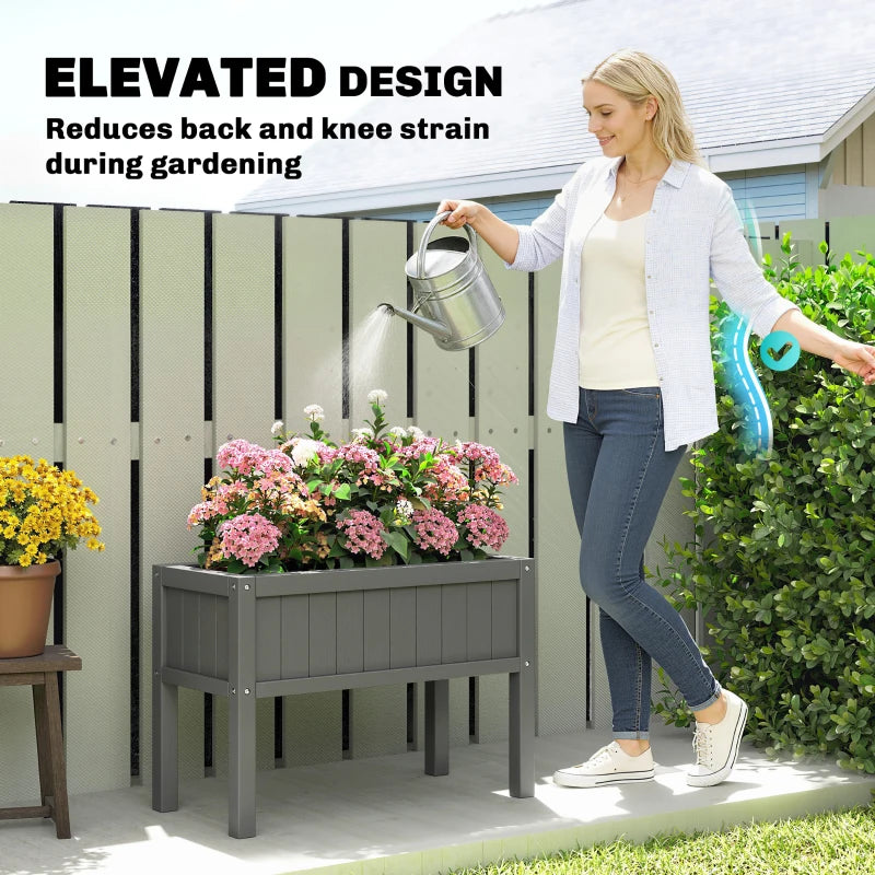 Raised Garden Bed with Legs, HDPE Raised Planter with Drainage Holes and Liner for Vegetables Flowers Herbs
