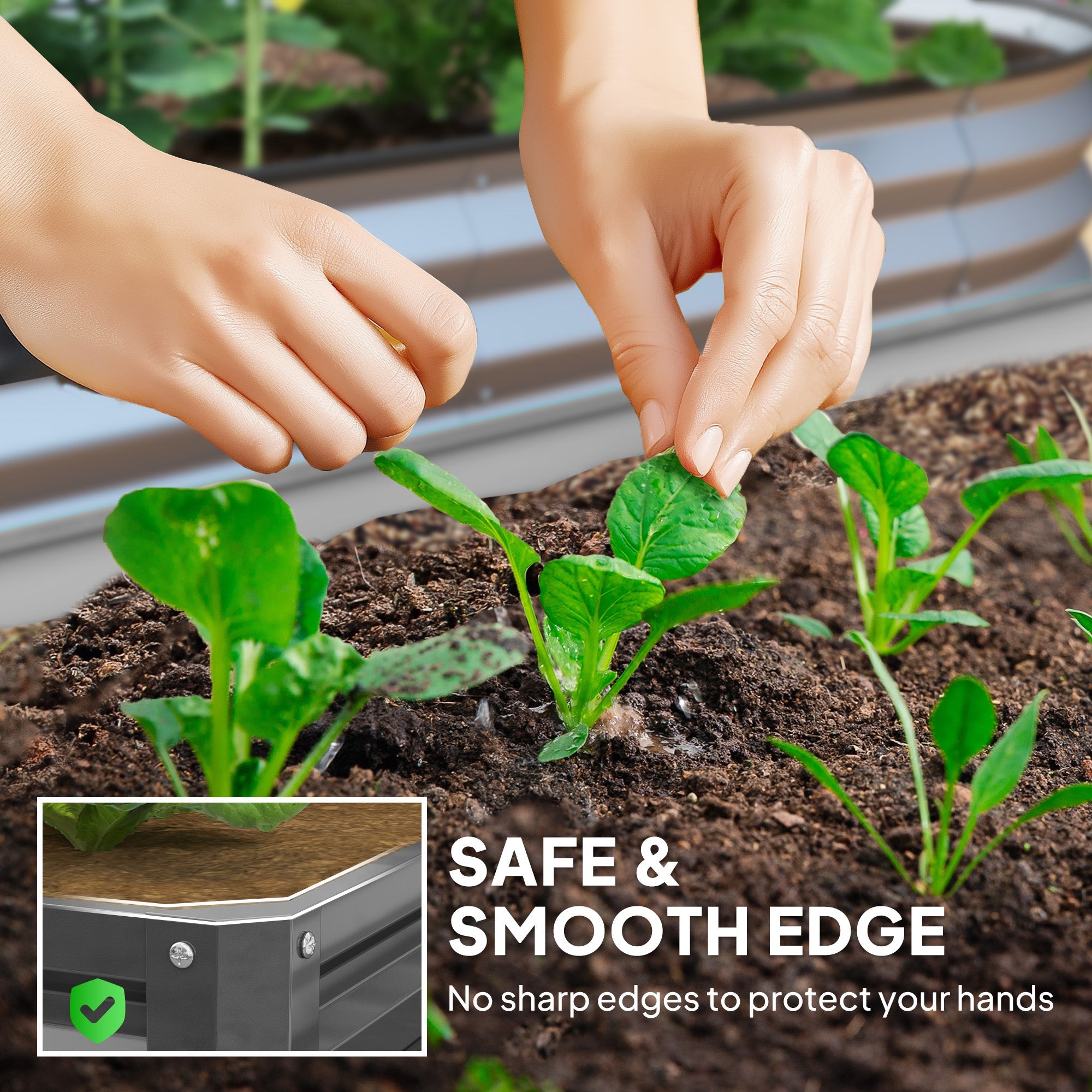 Outsunny 4'x4' Galvanized Steel Raised Bed: For Outdoor Veggies, Flowers & Herbs in Light Grey