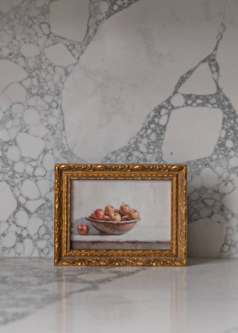 Vintage Pomme | French Brass Gold Mould Framed Art - 8" x 10"