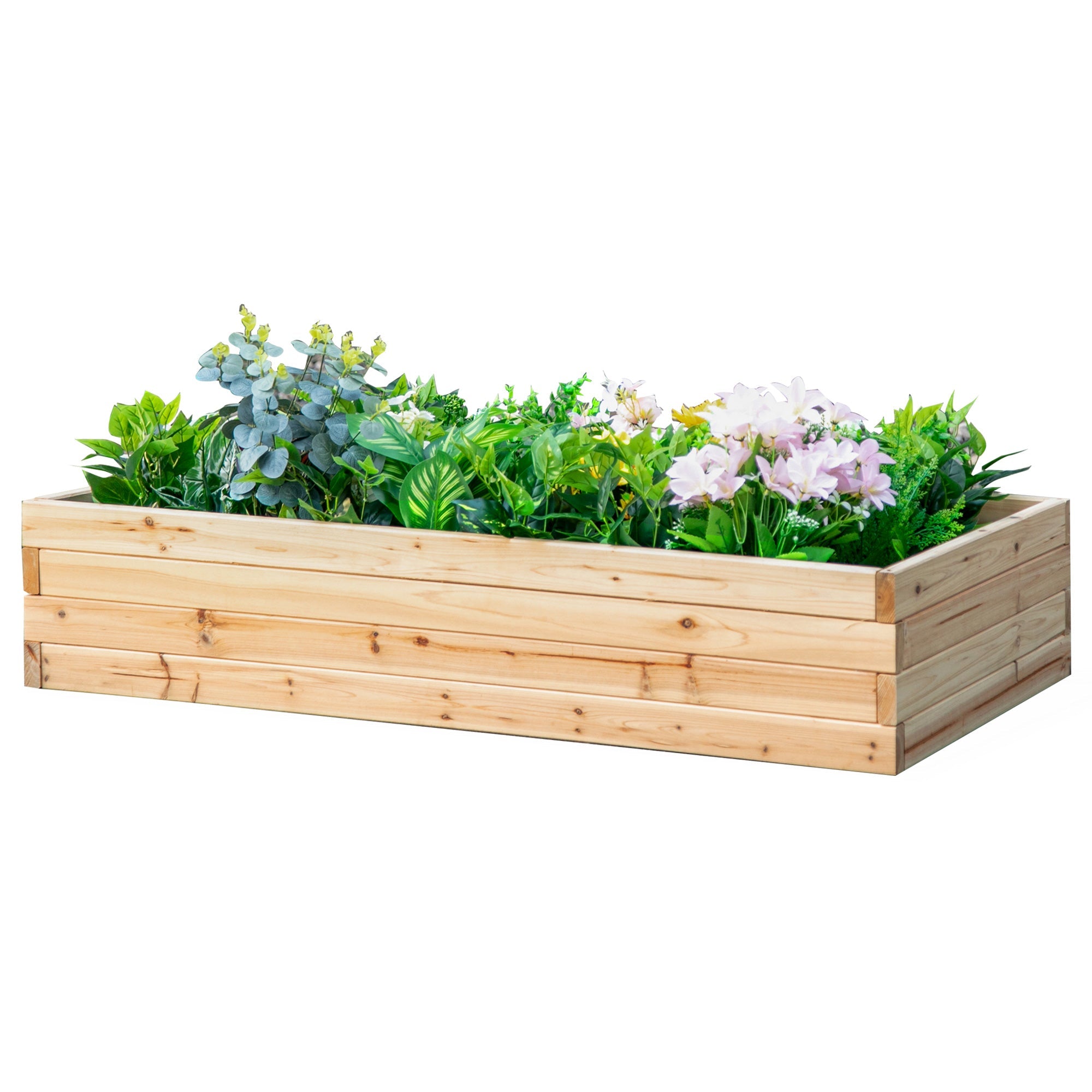 Outsunny Raised Garden Bed 46" x 24" x 9" Outdoor Wooden Planter Box Vegetables Flowers Fruits Herbs