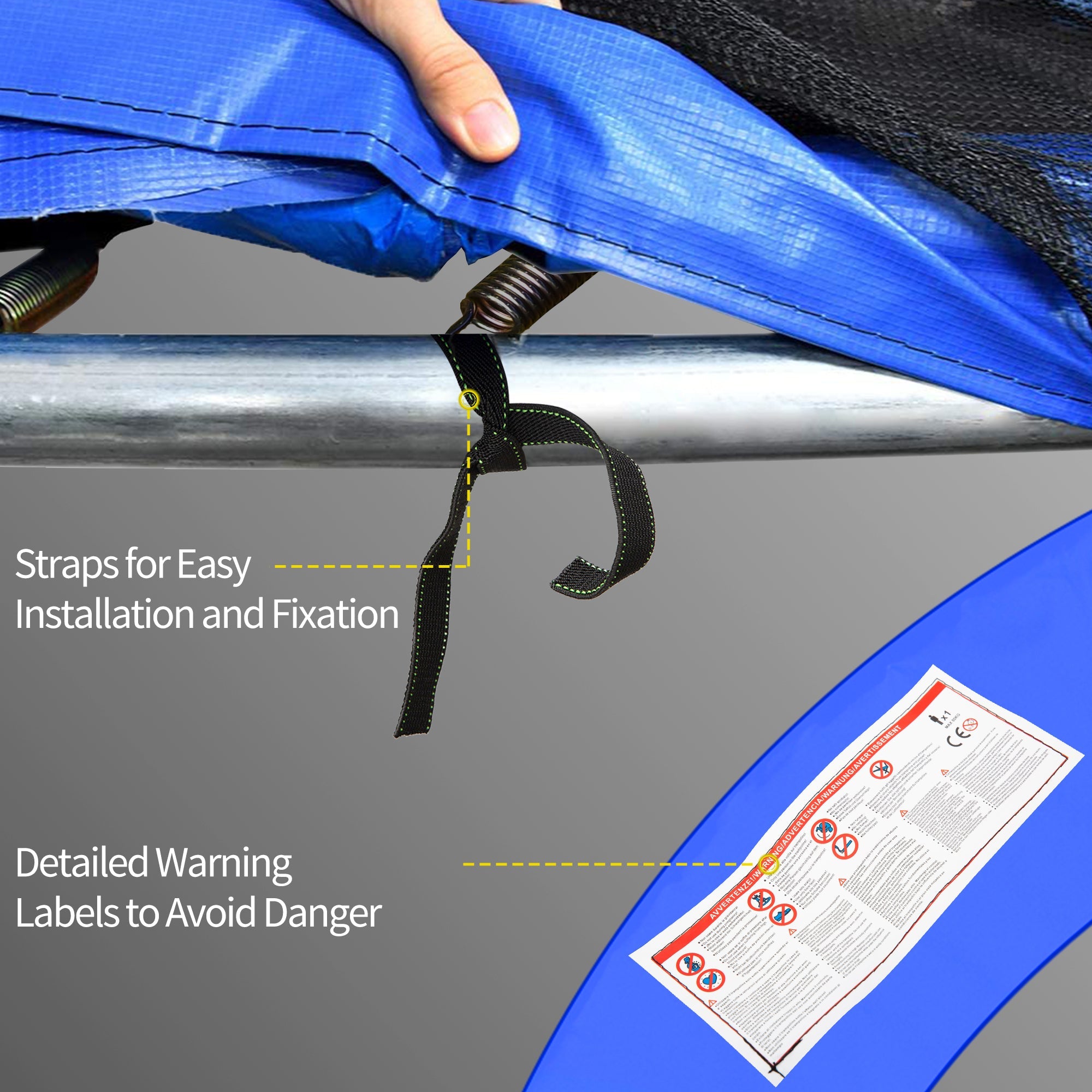 HOMCOM Φ10ft Trampoline Safety Pad Replacement Waterproof Spring Cover Multicoloured