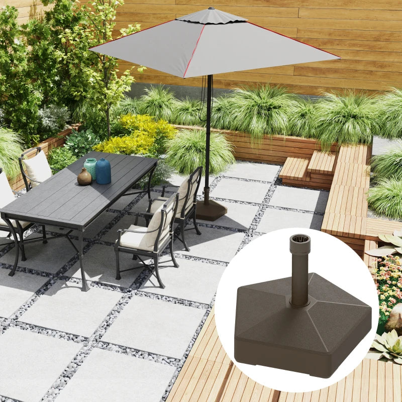 Patio Umbrella Base Holder, Heavy Duty Outdoor Umbrella Stand Base, Poolside, Brown