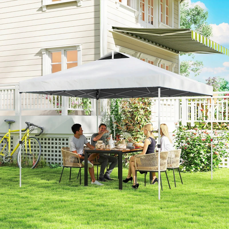 Pop Up Canopy Waterproof Canopy Tent with Carrying Bag for Parties Garden BBQs 9.8' x 9.8' White