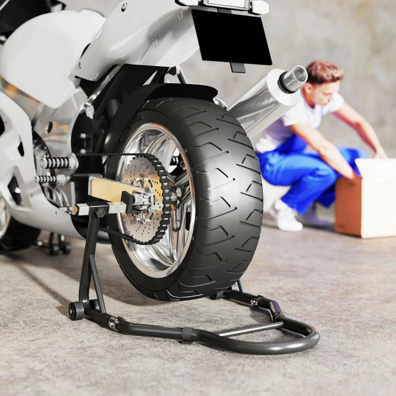 Motorcycle Stand Set, 850 lbs Capacity Front & Rear Combo Wheel Paddock Stand Lift for Dirt Bikes, Black