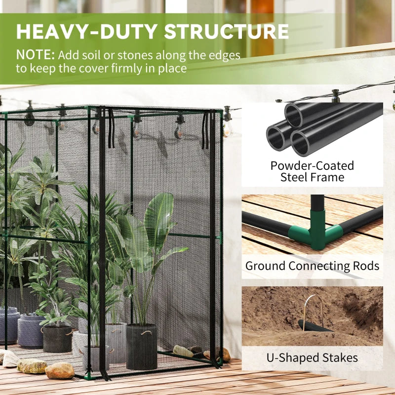 Crop Cage, Plant Protection Tent with Zippered Door, Plant Protector from Animals for Vegetables Flowers Fruits, Black
