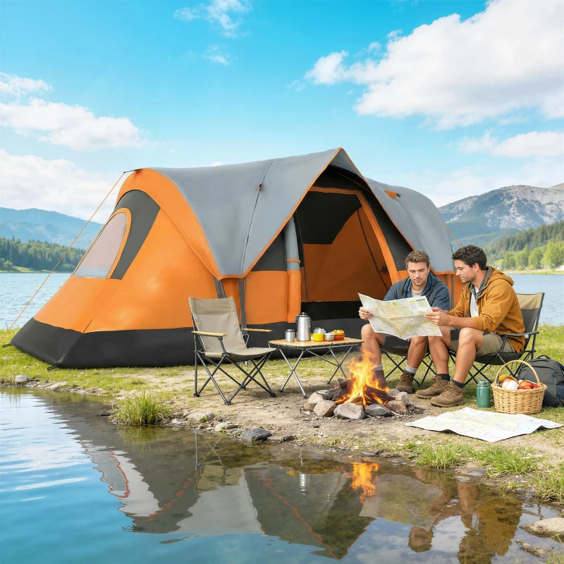 5-6 Person Family Tent, Outdoor Camping Tent with Lighting Hook, Carrying Bag for Camping, Hiking and Travelling Orange