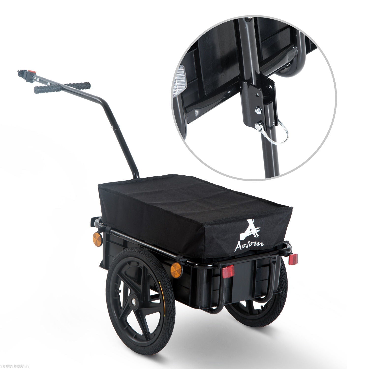 Aosom Multi-functional Bicycle Cargo Trailer Steel Large Bike Luggage Cart Carrier Black