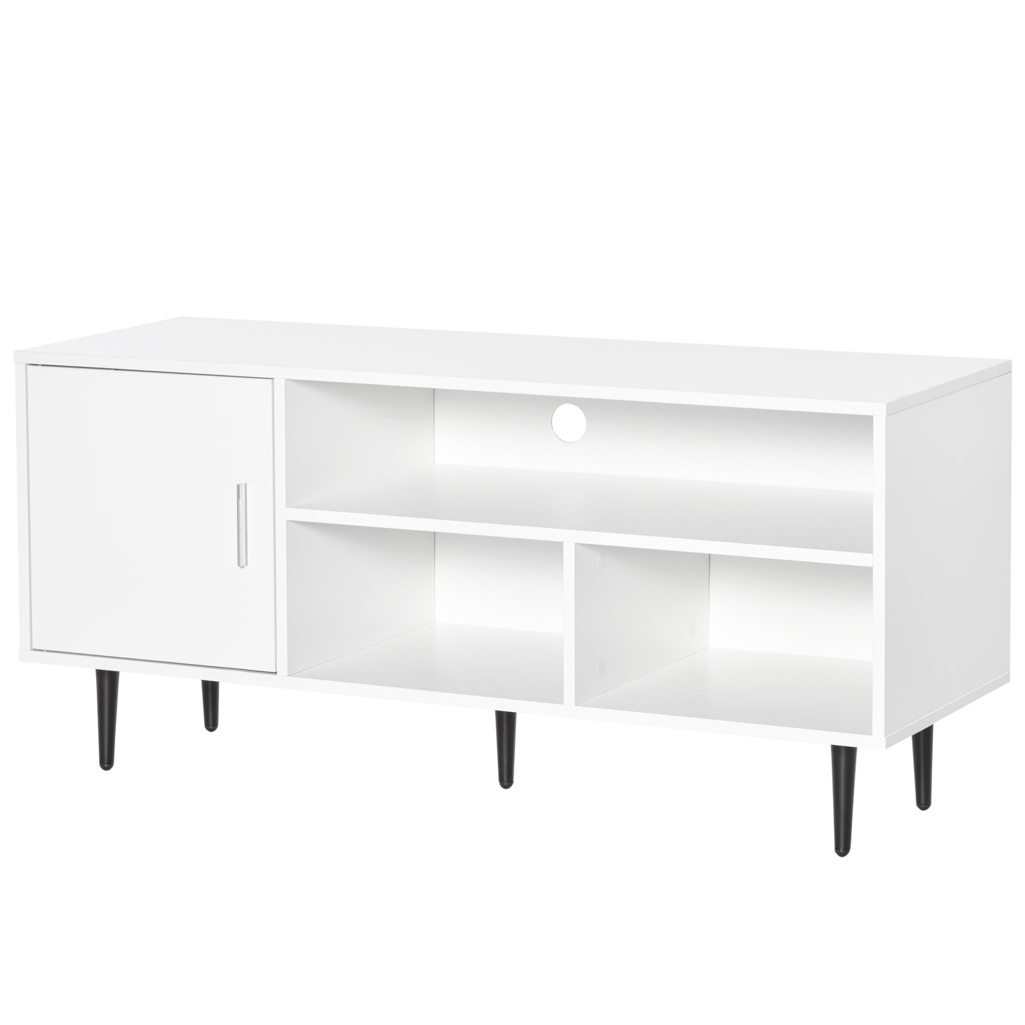 HOMCOM TV Stand Cabinet: 60 Inches with Storage Shelf, Cable Hole, Modern Entertainment Unit Center