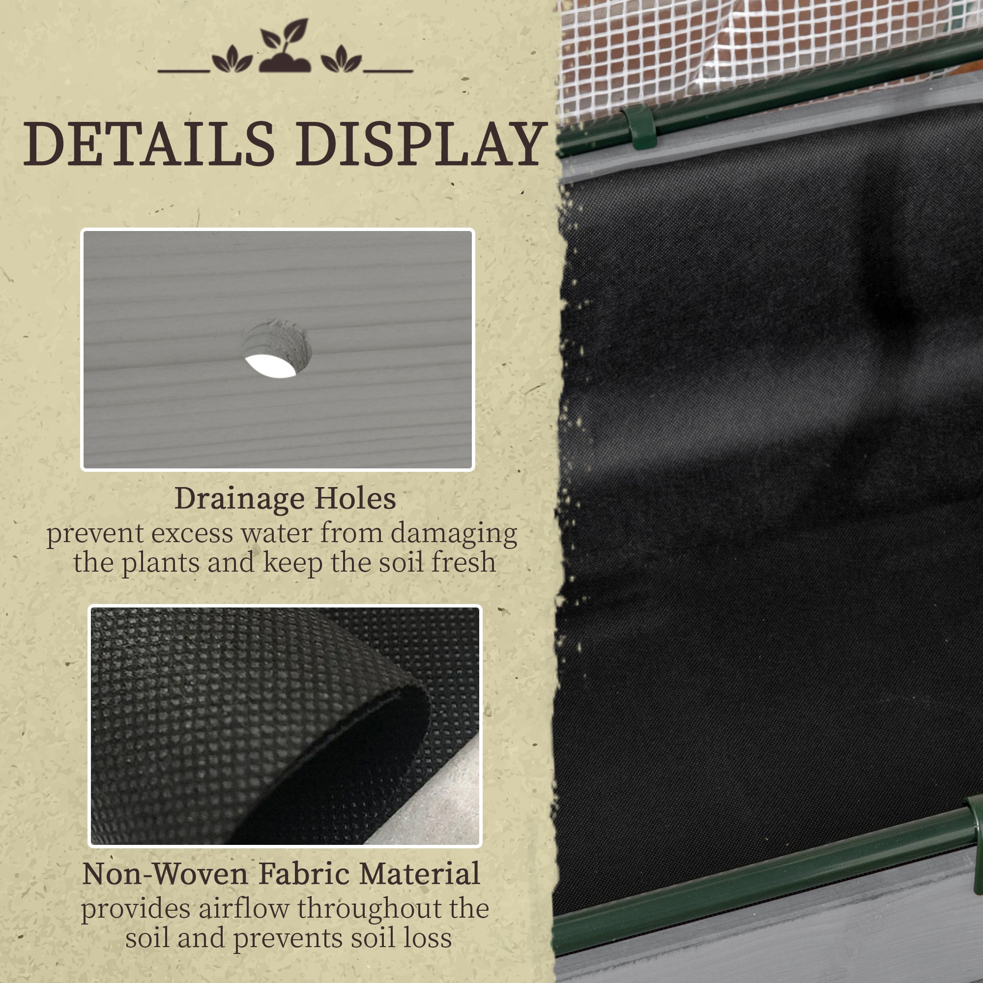 Outsunny Elevated Wooden Planter Box with PE Greenhouse Cover Raised Garden Bed for Vegetables Herbs Dark Grey