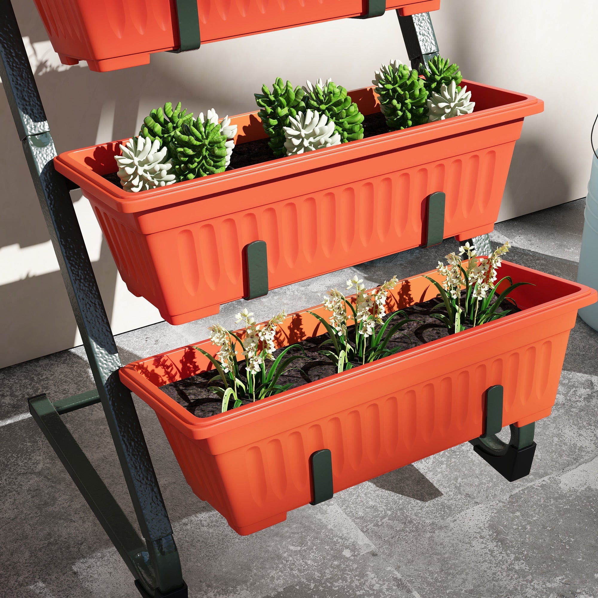 Outsunny 5-Tier Vertical Raised Garden Planter with 5 Container Boxes, Outdoor Plant Stand for Vegetable Flowers, Red