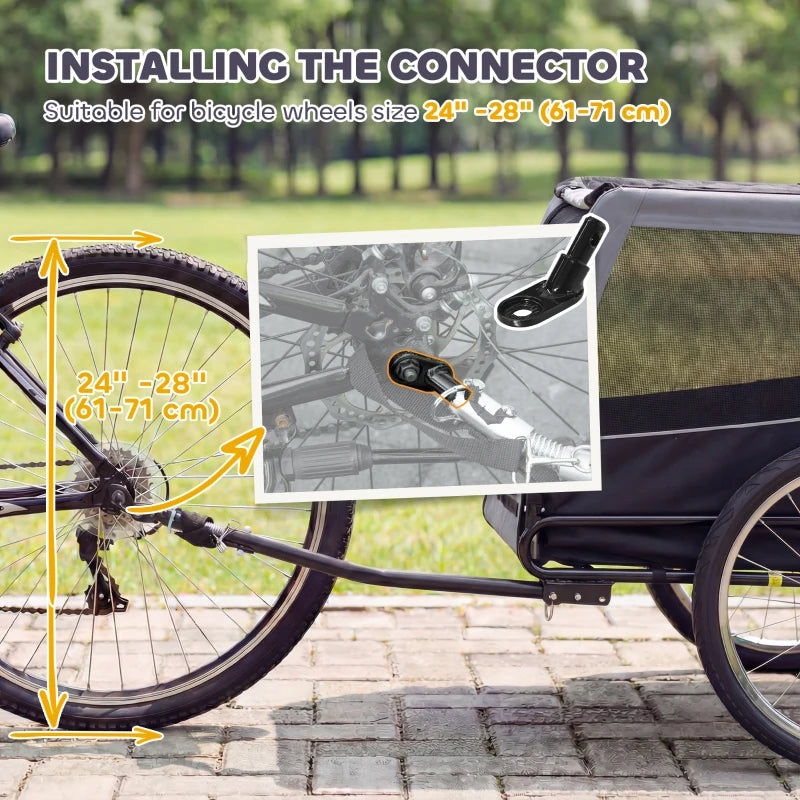 Dog Bike Trailer, Pet Cart Bicycle Carrier with Support Feet, Large Wheels, 2 Doors