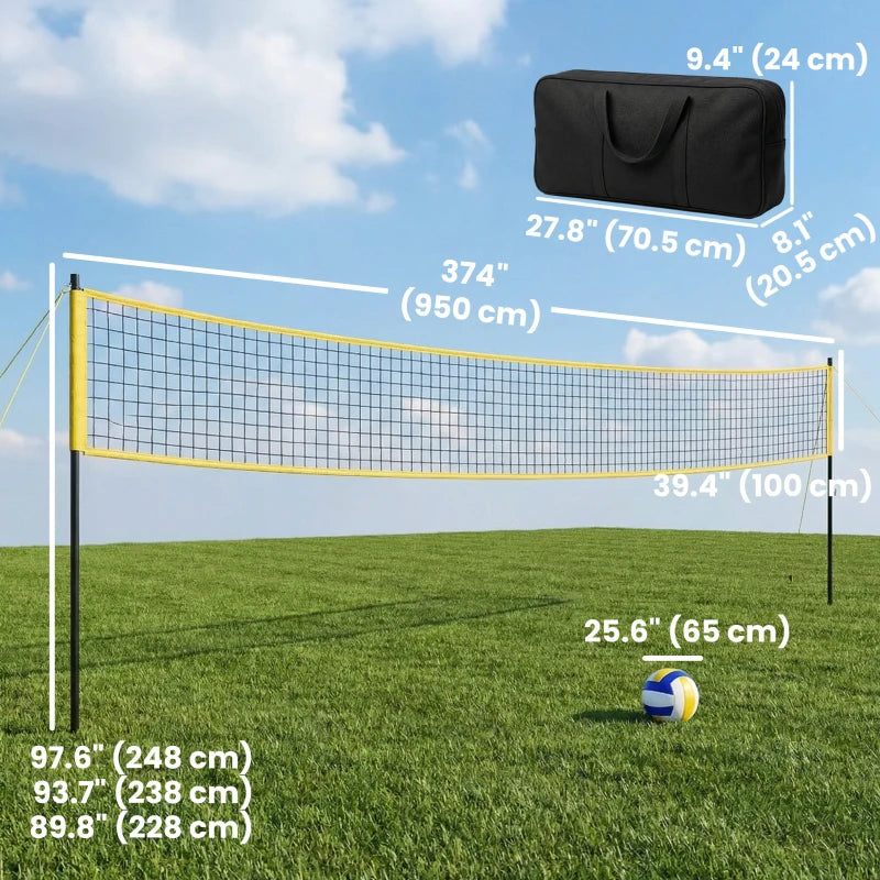 Soozier Portable Volleyball Net Set with Adjustable Height Steel Poles, Volleyball, Boundary Line and Carrying Bag for Outdoor