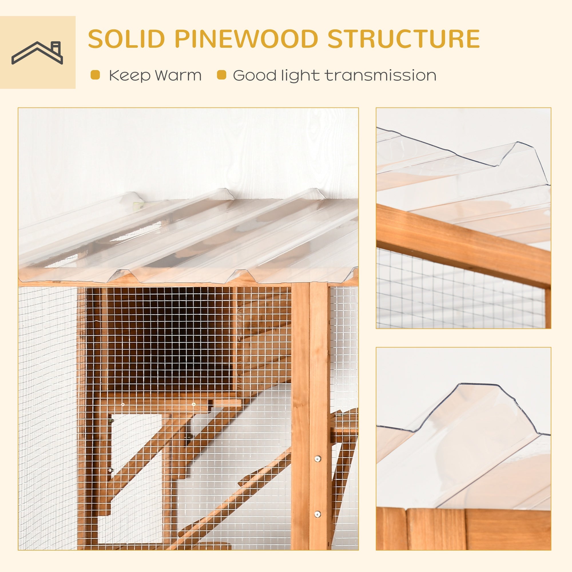 PawHut Expansive Outdoor Catio with Condos Platforms Doors Ladders Weather-Resistant Roof Orange