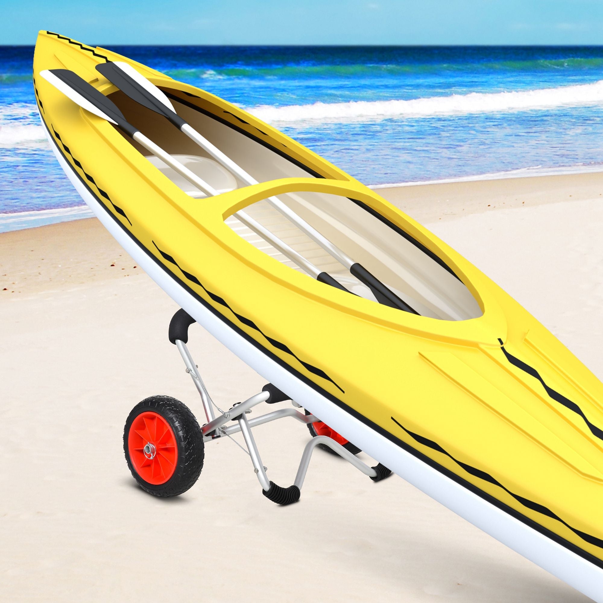 Soozier Aluminum Kayak Cart Canoe Carrier Dolly Trolley Airless Tires Beach Sand Silver