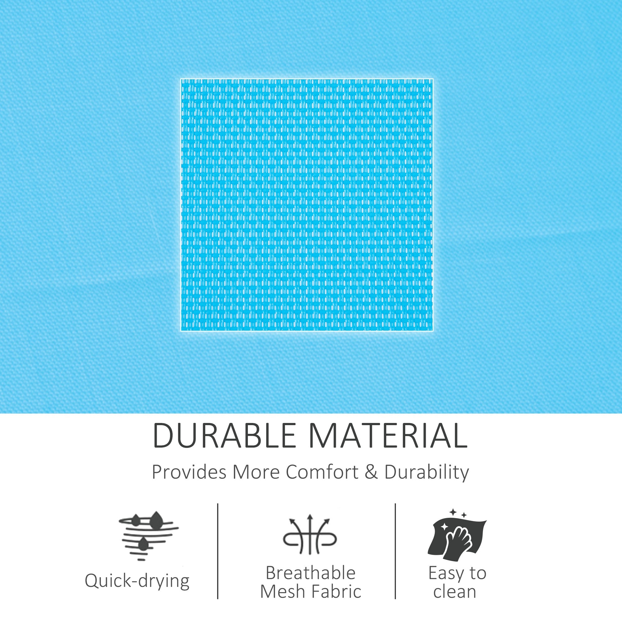 Outsunny Patio Rocking Recliner Chair Sling Fabric Sun Lounger with Headrest Side Pocket for Outdoor Garden Deck Dark Blue