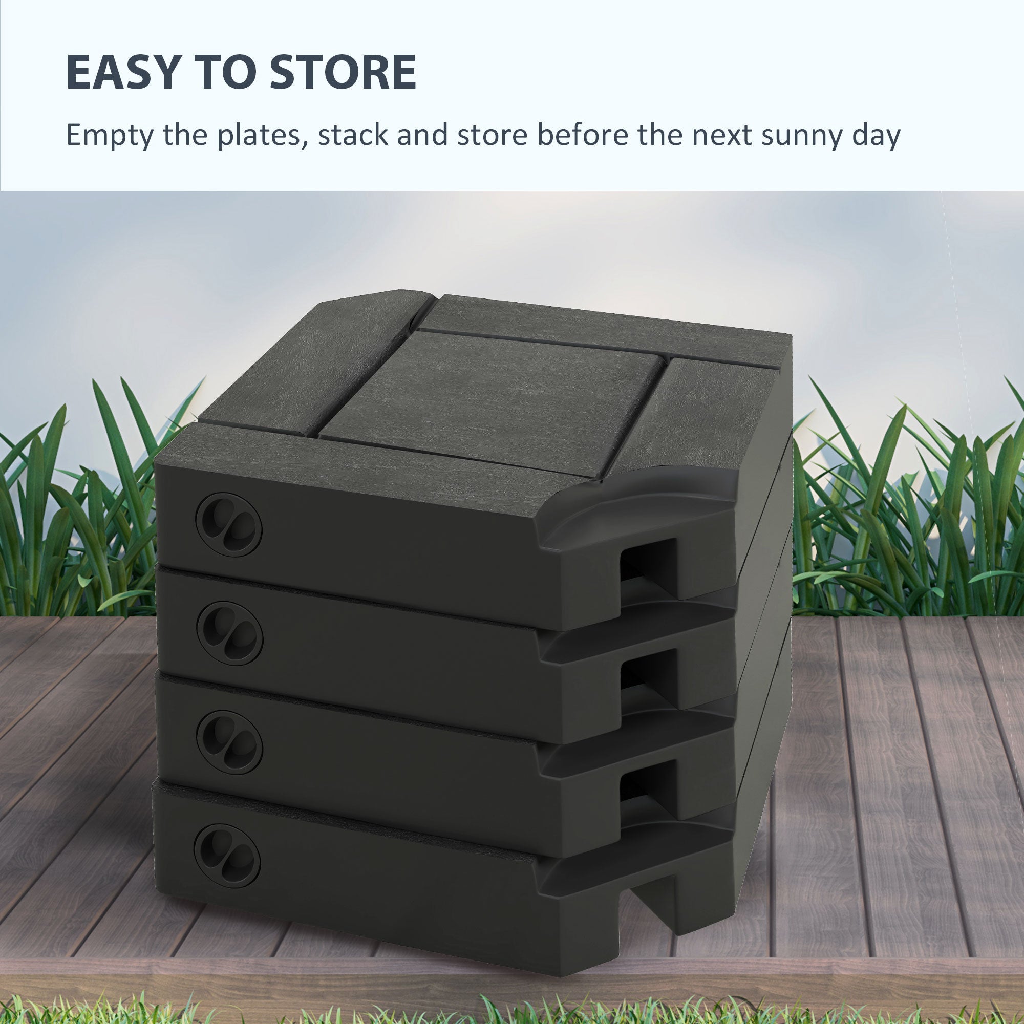 Outsunny Patio Umbrella Weight Bases: 4pc Water/Sand Fillable HDPE Cantilever Cross Stands