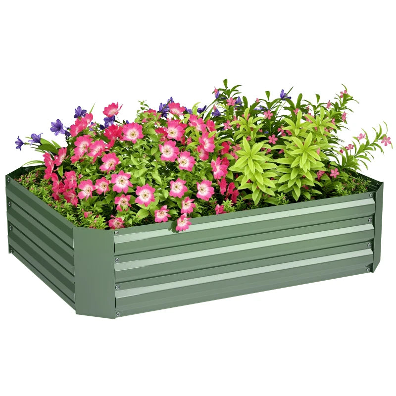 Galvanized Raised Garden Bed, 4' x 3' x 1' Outdoor Metal Planter Box, Raised Bed for Growing Flowers Herbs, Dark Green