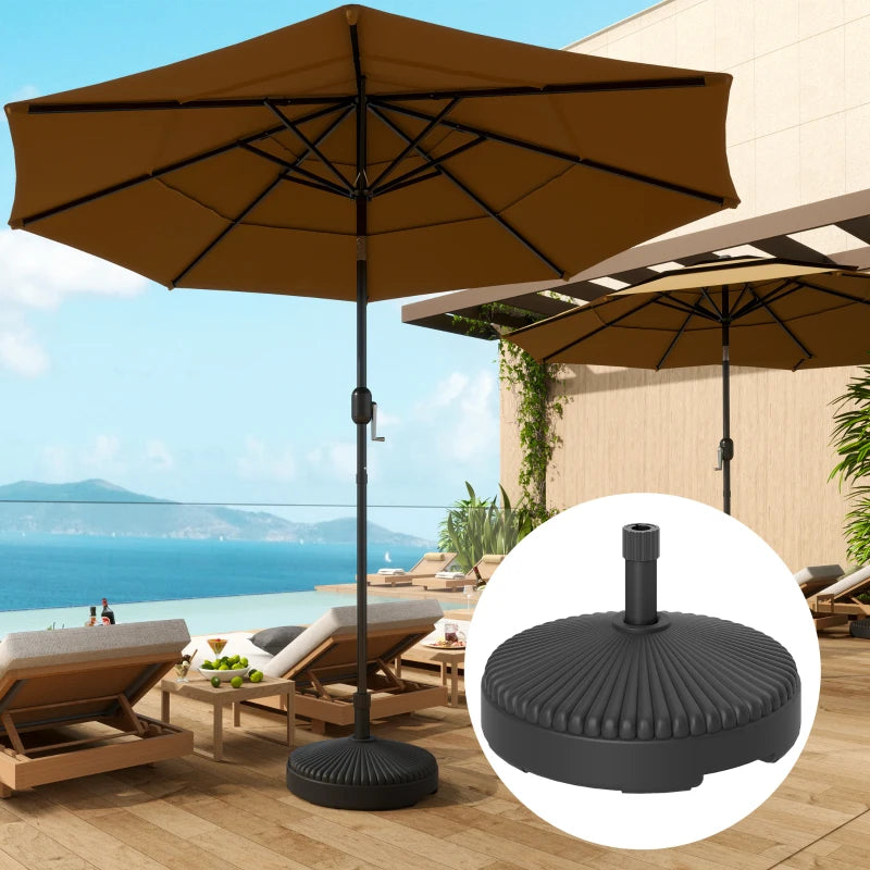 Round Plastic Patio Umbrella Base Parasol Holder Outdoor Umbrella Stand, Filled Up to 62lbs with Sand or 51lbs with Water for Garden, Poolside, Black