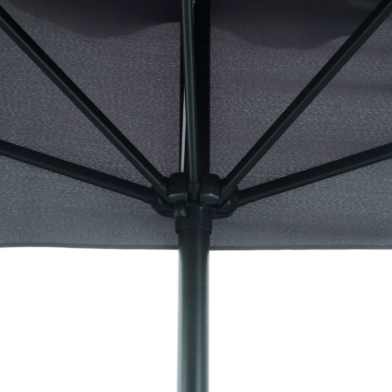 7.5ft Half Umbrella Semi Patio Parasol with Crank Handle, Top Vent for Garden, Balcony- NO BASE INCLUDED, Grey