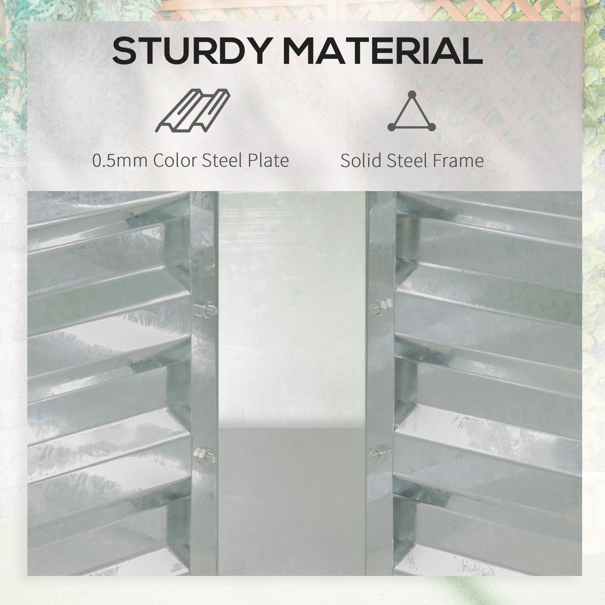 Outsunny Greenhouse with Raised Planter: Steel Garden Bed, Plastic Cover, Roll-Up Window, Green