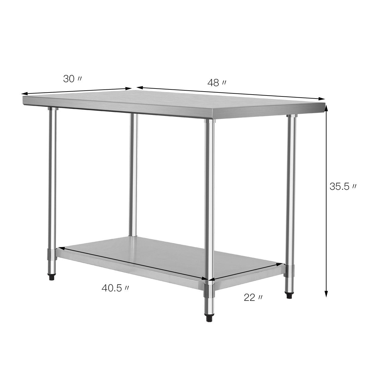 30 x 48 Inch Stainless Steel Table Commercial Kitchen WorktableÂ