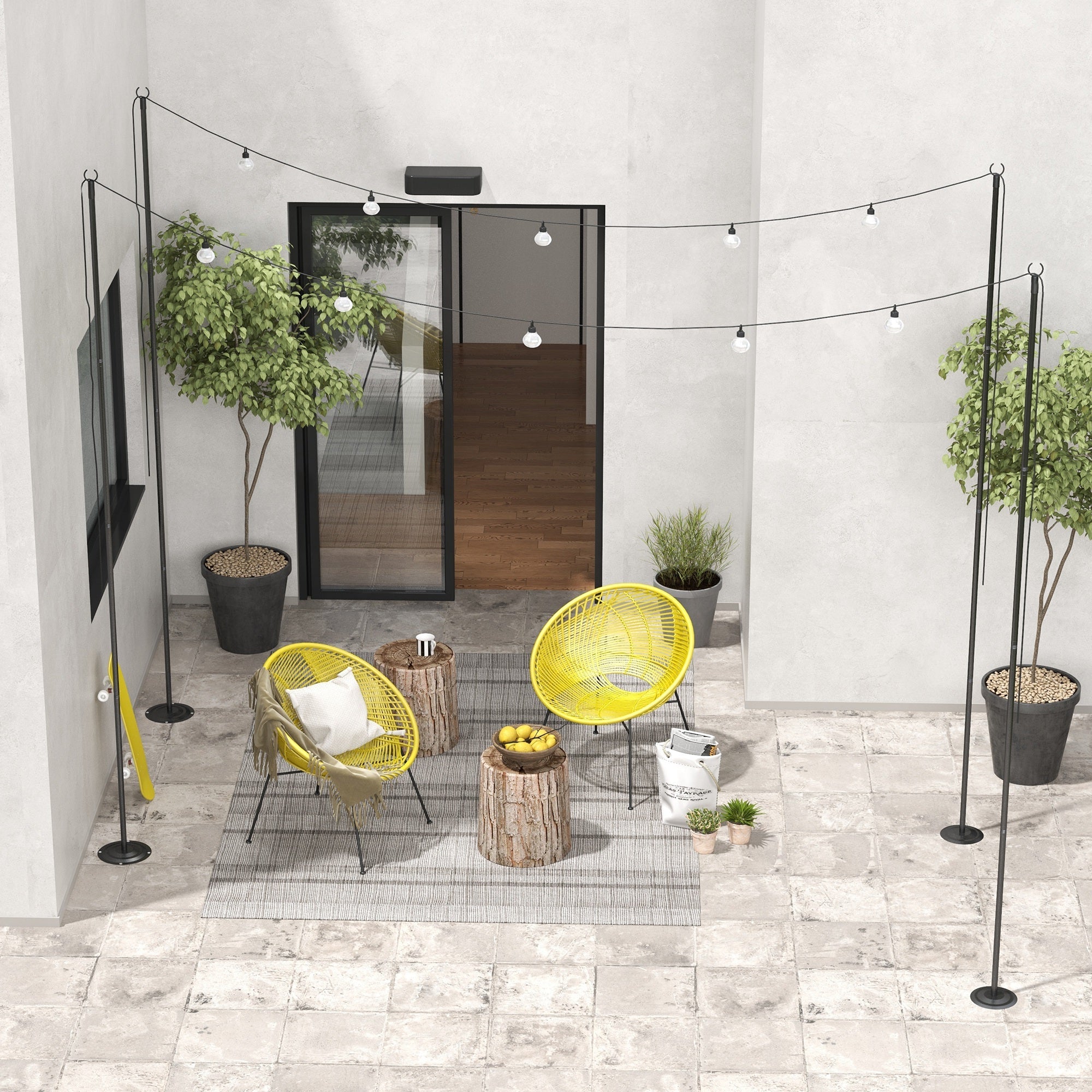 Outsunny 4 Pack of 10' String Light Poles, Steel Hanging Lighting Stand for Patio, Backyard, Deck, Wedding, Party, Black