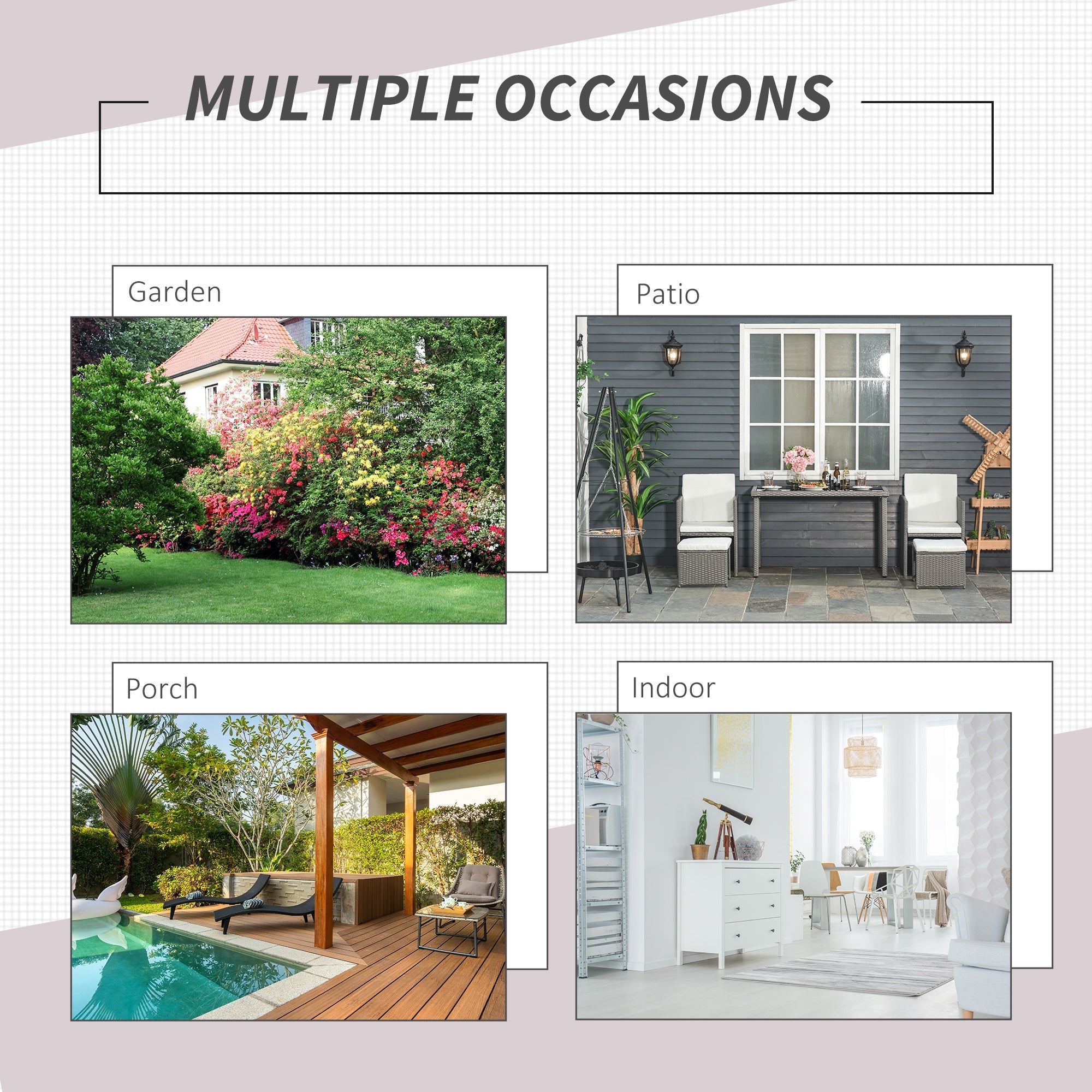 Outsunny 3PCS Outdoor Wicker Rattan Bistro Set Patio Chair Table Garden Lawn Coffee Sofa Furniture Cushioned