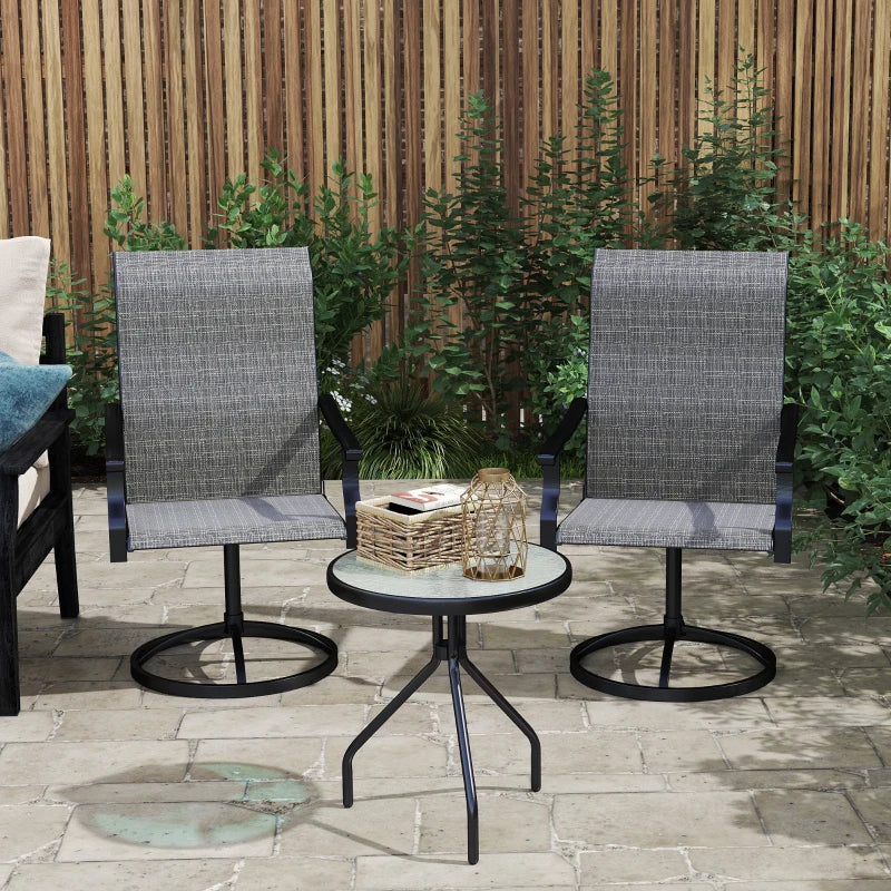 Outdoor Swivel Dining Chairs Set of 2, High Back Swivel Chairs with All Weather Mesh for Deck, Backyard, Poolside, Grey