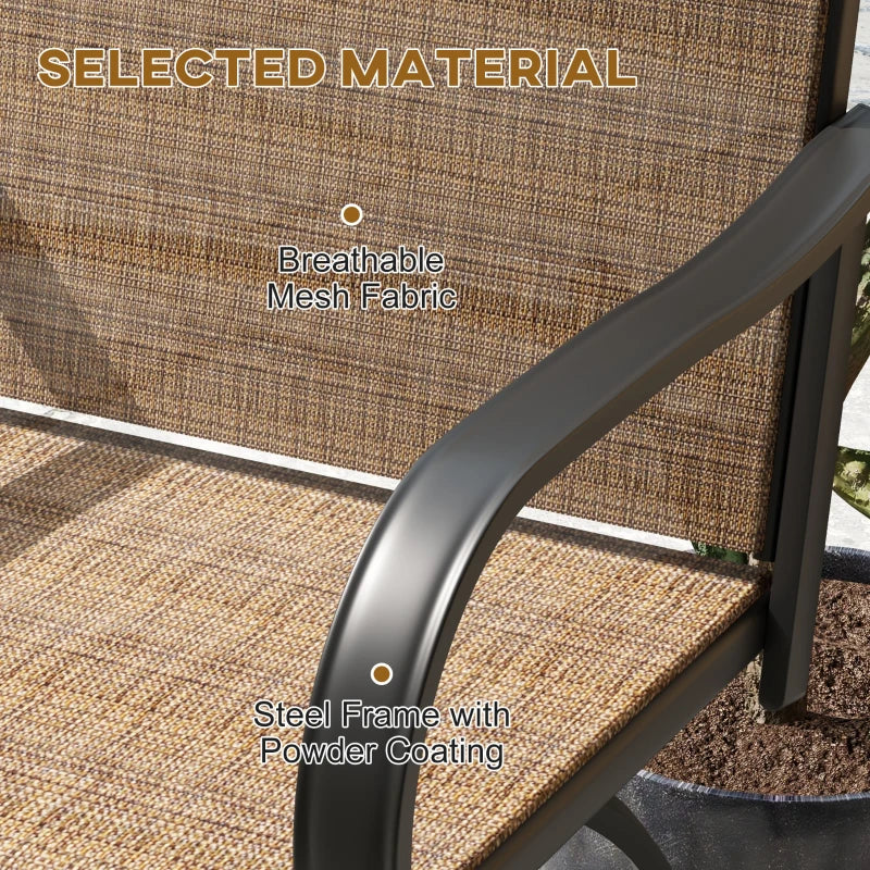 Outdoor Bar Stools Set of 2, 360° Swivel Bar Height Chairs, 26.8" x 29.5" x 48.4", Brown