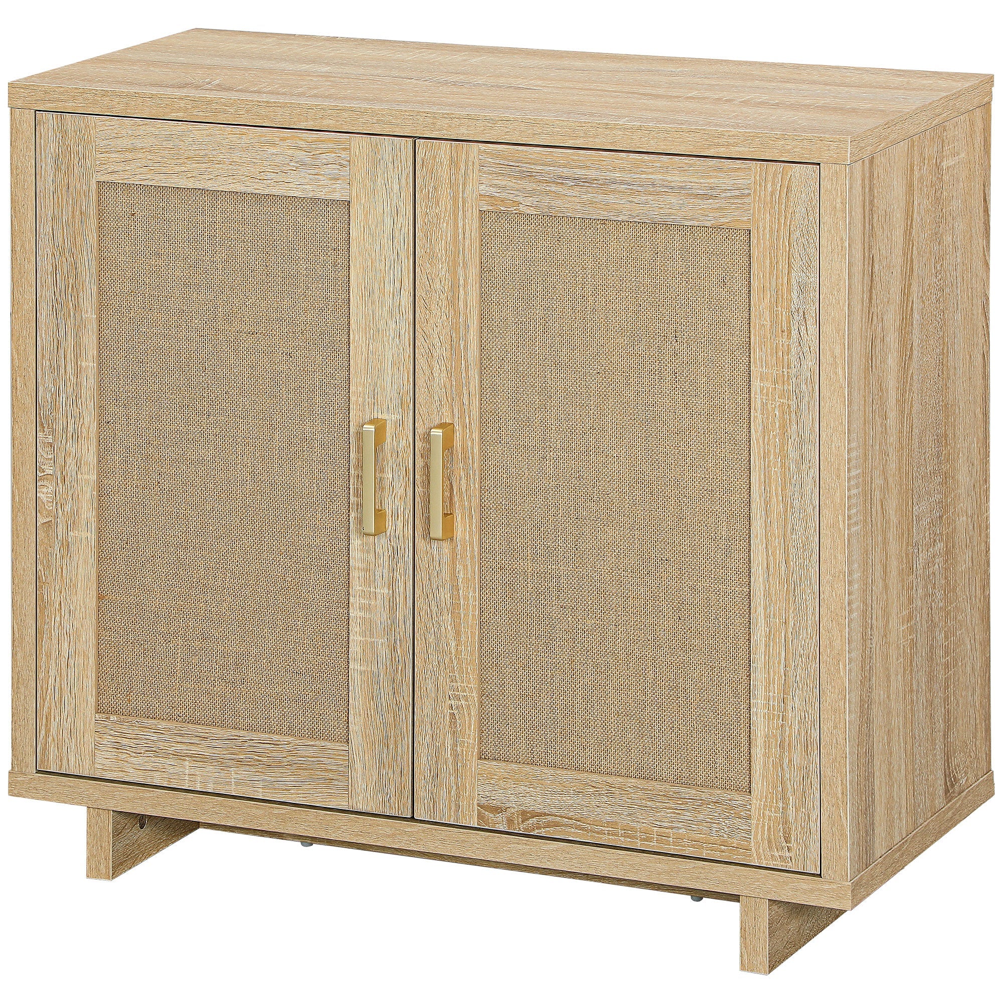 HOMCOM Accent Cabinet with Linen Doors and Adjustable Shelves for Living Room, Dining Room, Kitchen