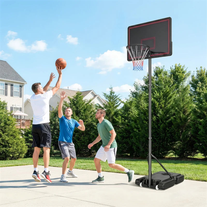 Soozier Portable Basketball Hoop Outdoor, 4.4-10ft Adjustable Height Basketball Goal with Wheels, Fillable Base and Sandbag