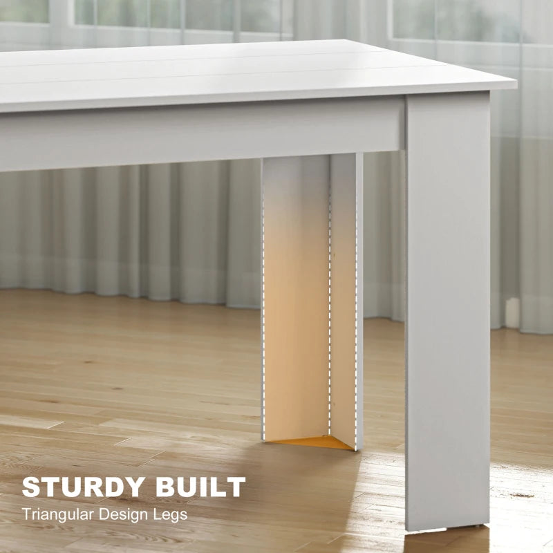 63" Kitchen Table for 4-6 People, Dining Table with Wood Effect for Dining Room, White