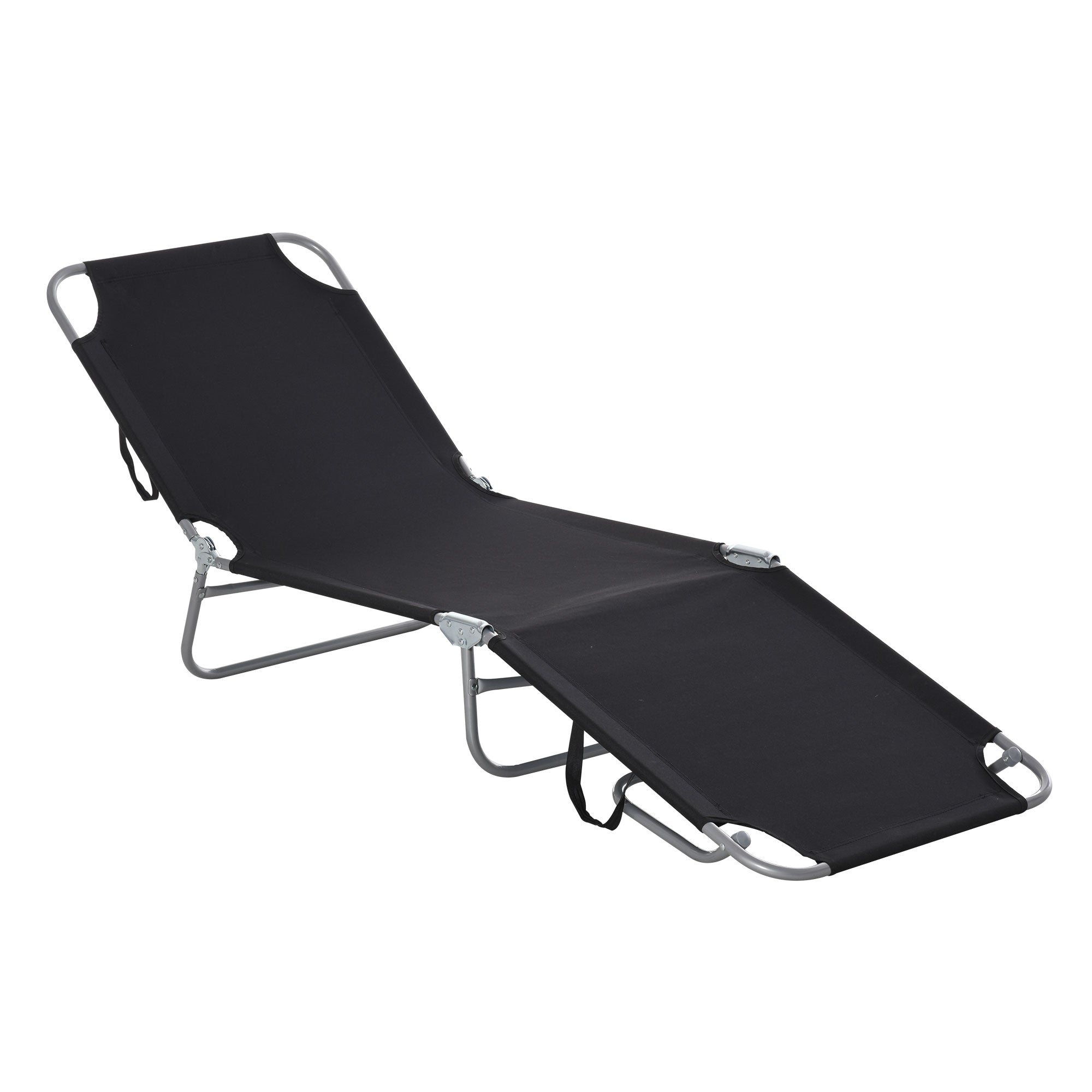 Outsunny Breathable Bliss: Adjustable Folding Chaise Lounge, Reclining Mesh Patio Chair in Black for Outdoor Comfort