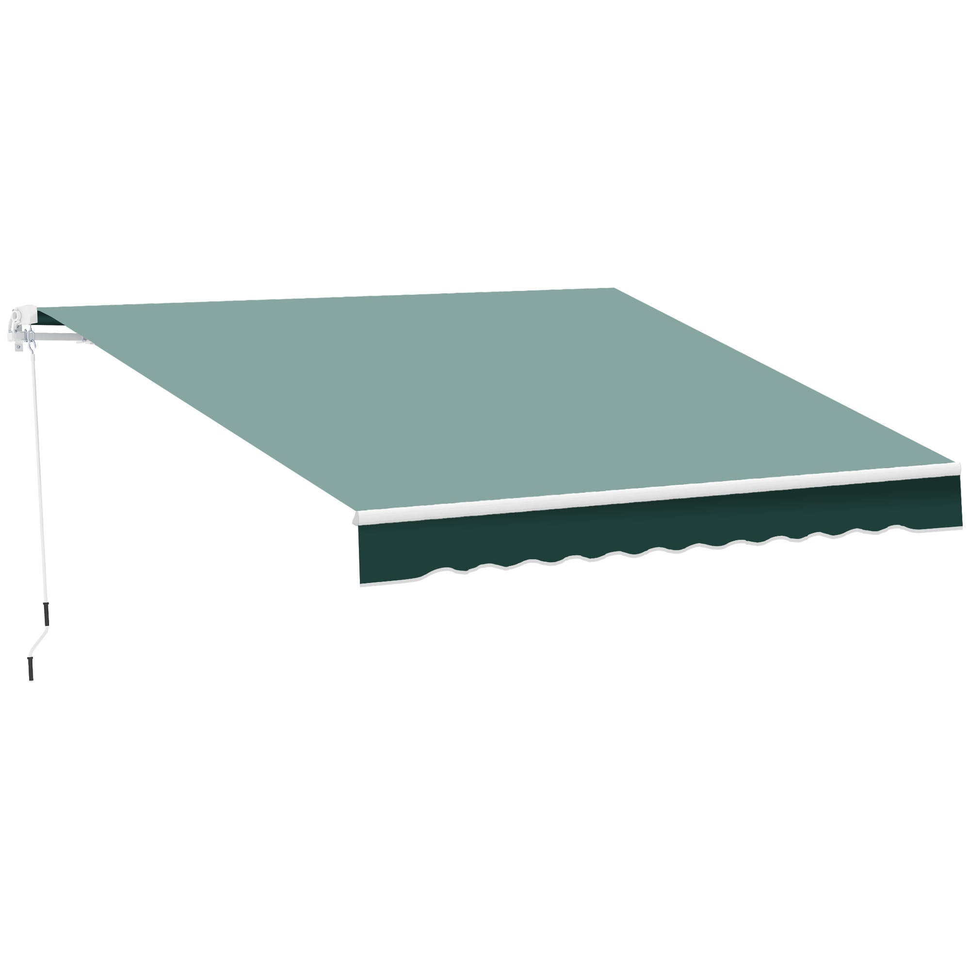 Outsunny Retractable Patio Awning: 8'x7' Manual Water-Resistant Sun Shade Canopy for Outdoor Shelter, Dark Green