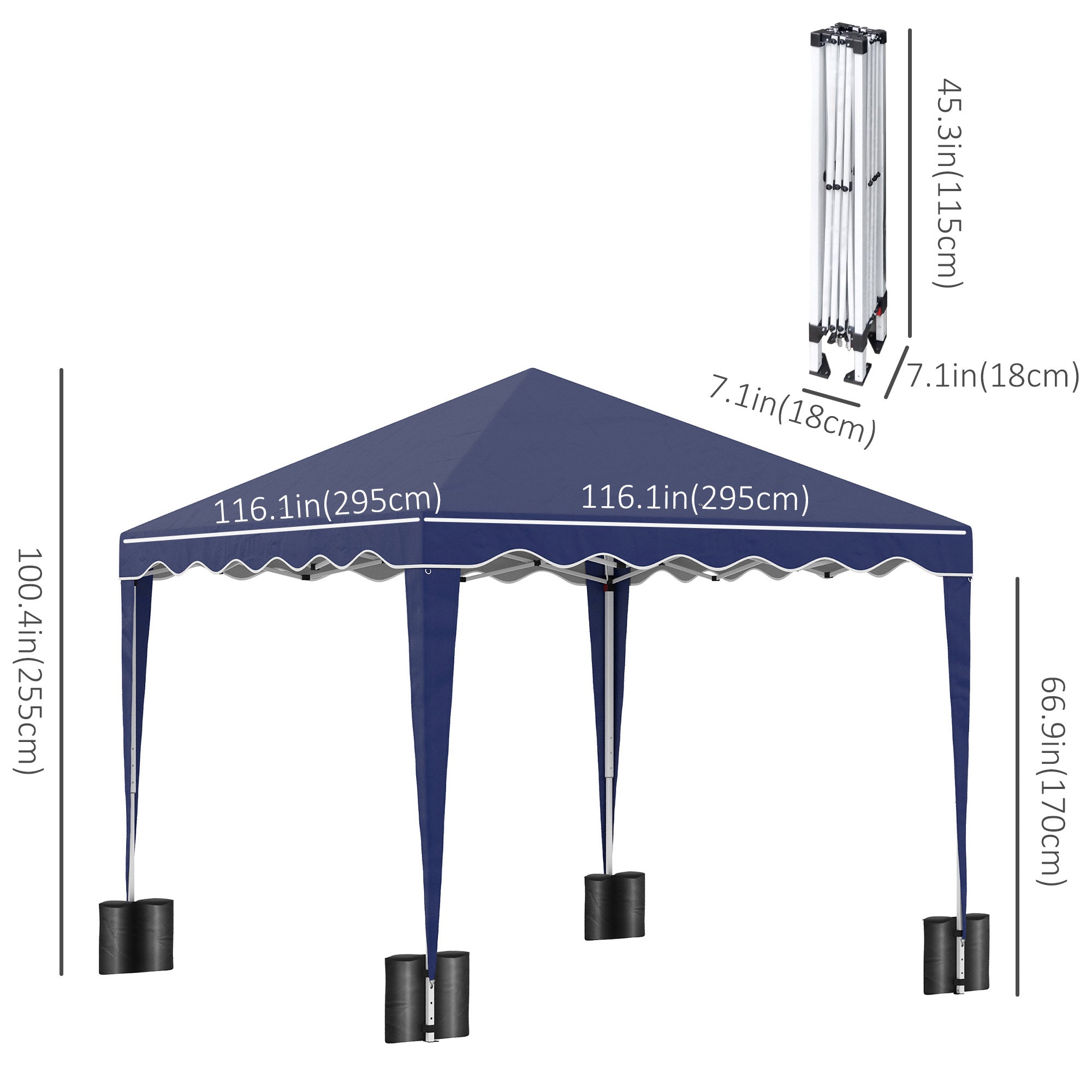 Outsunny 10'x10' Pop Up Canopy Tent Instant Outdoor Shelter Adjustable Height Party Tent with Carry Bag Blue