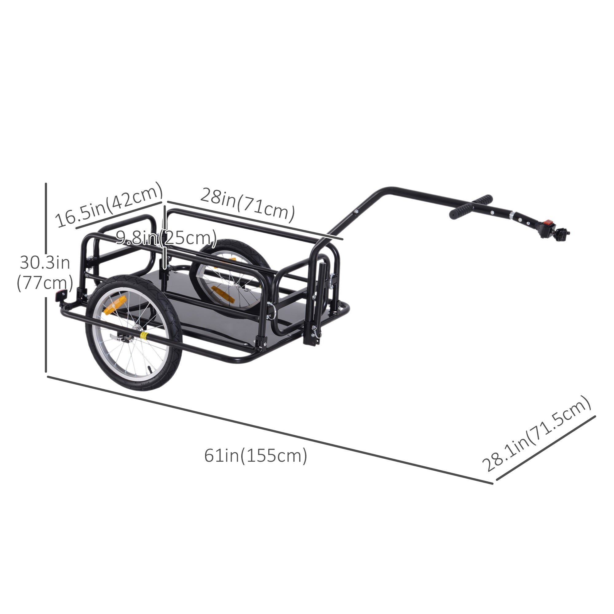Aosom Folding Bike Cargo Trailer, Utility Bicycle Cart with Hitch, Garden & Patio Tool Carrier, Black