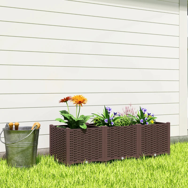 Plastic Raised Garden Bed with Legs, Self Watering Elevated Planter Boxes with Drainage Holes and Plugs