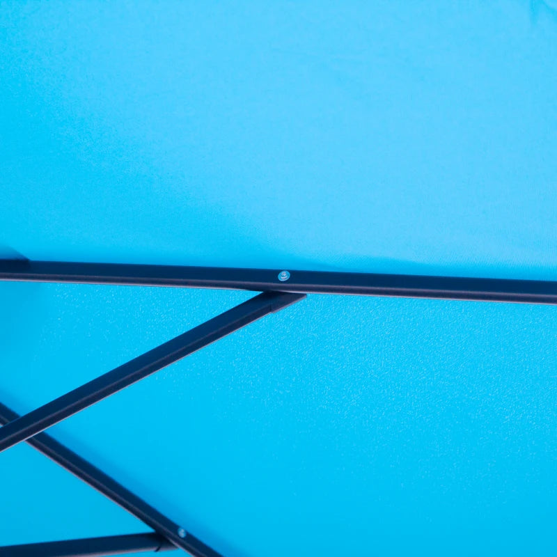 8.5' Round Aluminum Patio Umbrella Garden Parasol Market Sunshade Tilt Canopy w/ 6 Ribs, Crank Handle, Blue