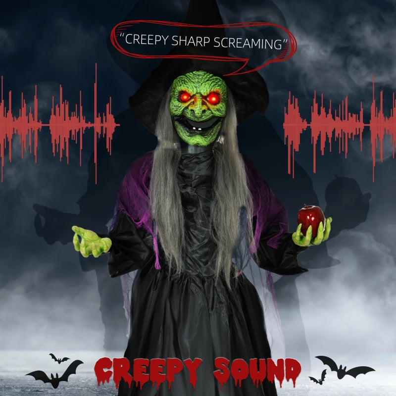 HOMCOM 6.4' Life-Size Winged Grim Reaper – Animated Halloween Decoration, Light-Up Eyes