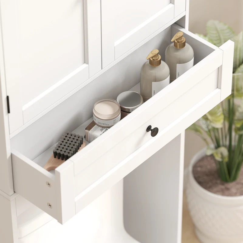 Over The Toilet Storage, Modern Bathroom Cabinet Over Toilet with Drawer, Cabinet and Adjustable Shelf, White