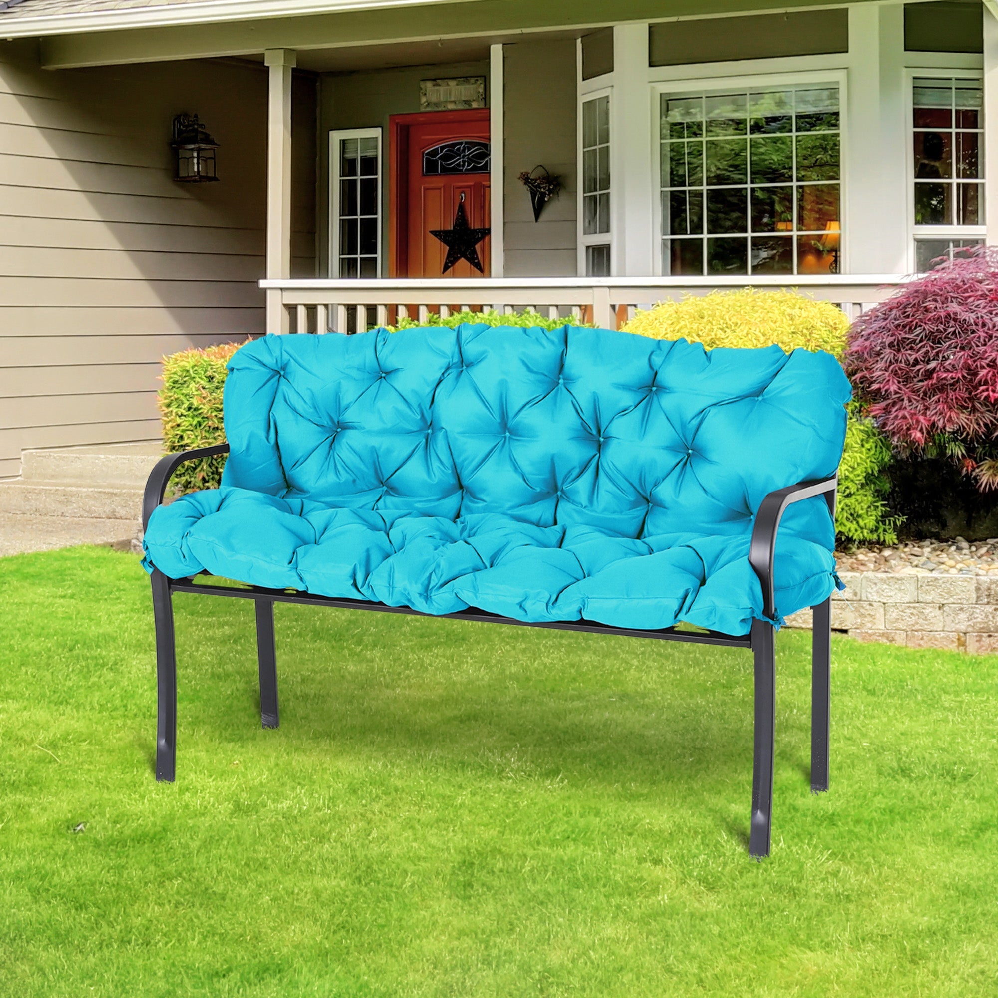 Outsunny 3 Seater Bench Swing Chair Replacement Cushions Outdoor Seat Pads Backrest Patio Garden Turquoise