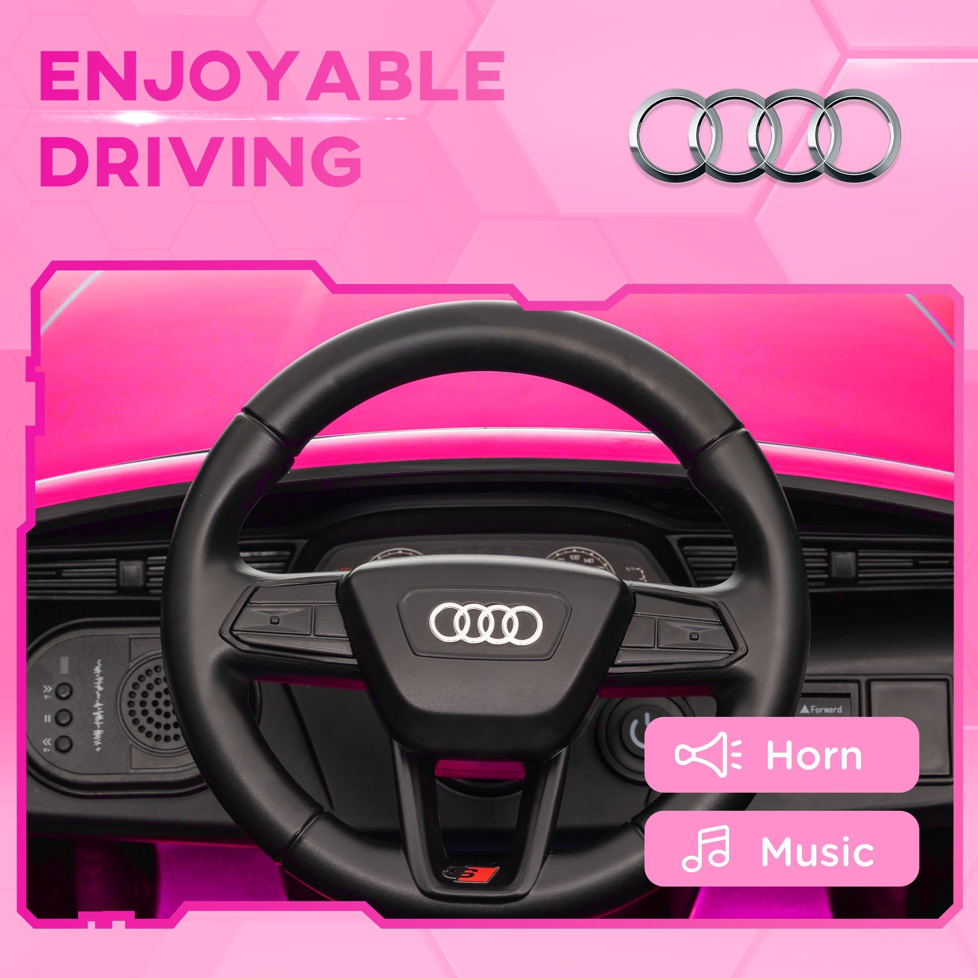 Qaba 12V Battery Powered Kids Electric Car, Audi Q8 etron Sportback Licensed Ride on Car w/ Remote Control, Pink