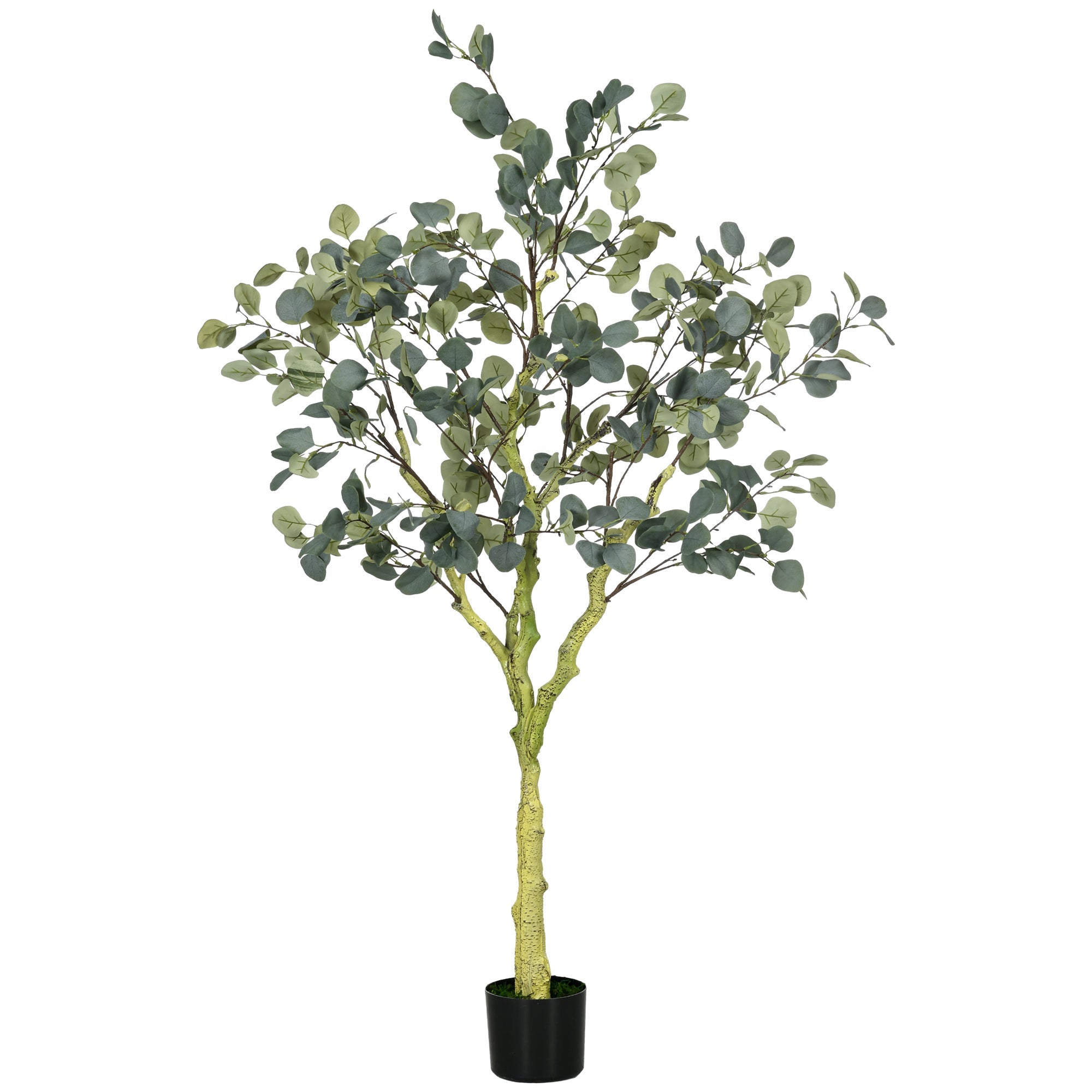 HOMCOM 5ft Artificial Eucalyptus Tree: Indoor Fake Plant with White Tips and Pot for Home, Office, Living Room Decor